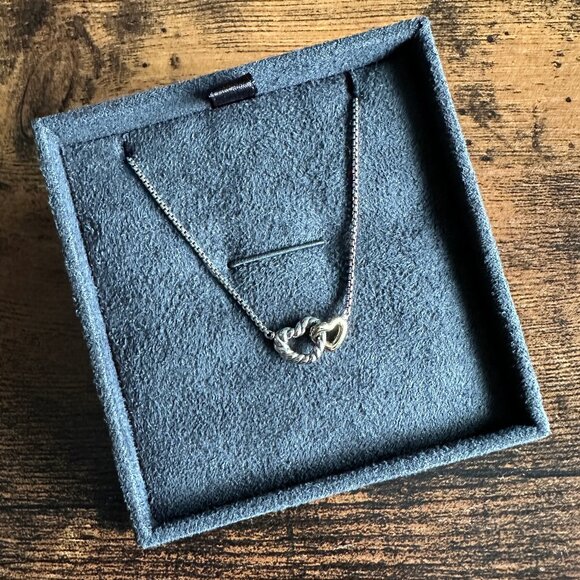 David Yurman Cable Collectibles Double Heart Necklace w/ 18k Yellow Gold - 17" - Picture 1 of 14